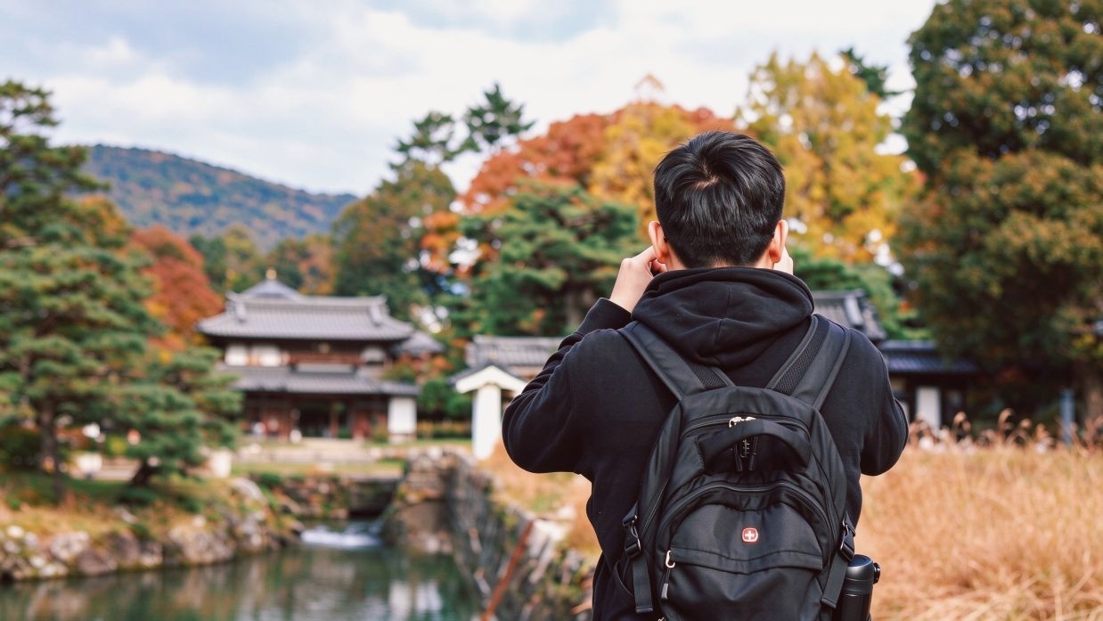A silhouette photo of Yuhao traveling